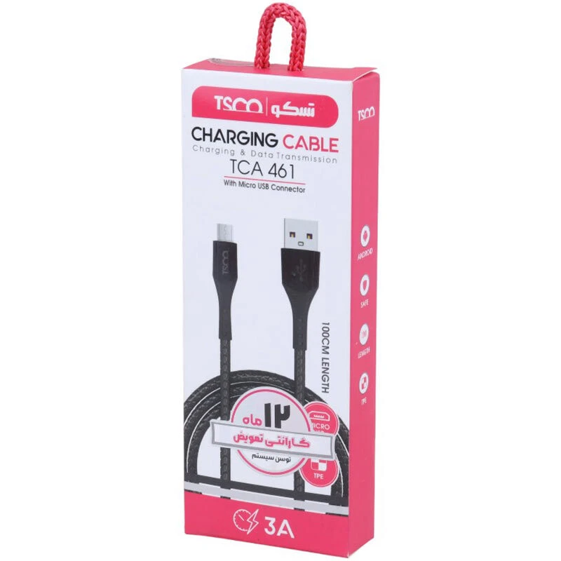 کابل میکرو یو اس بی 3 آمپر تسکو TCA 461 طول 1 متر