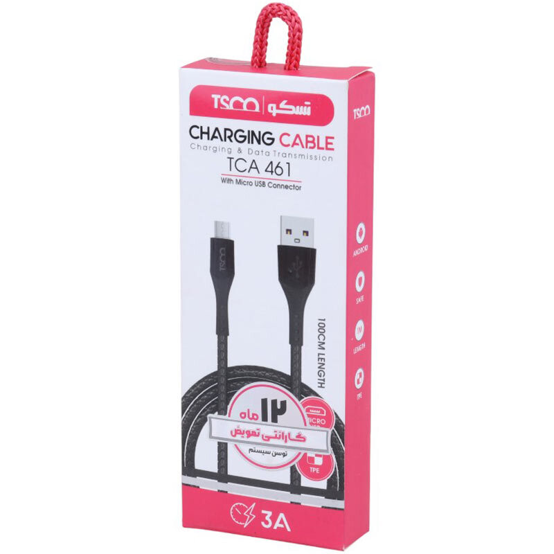 کابل میکرو یو اس بی 3 آمپر تسکو TCA 461 طول 1 متر