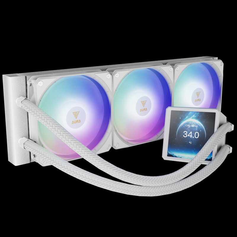 خنک کننده مایع پردازنده گیم دیاس Aura GL360 LCD ARGB WH