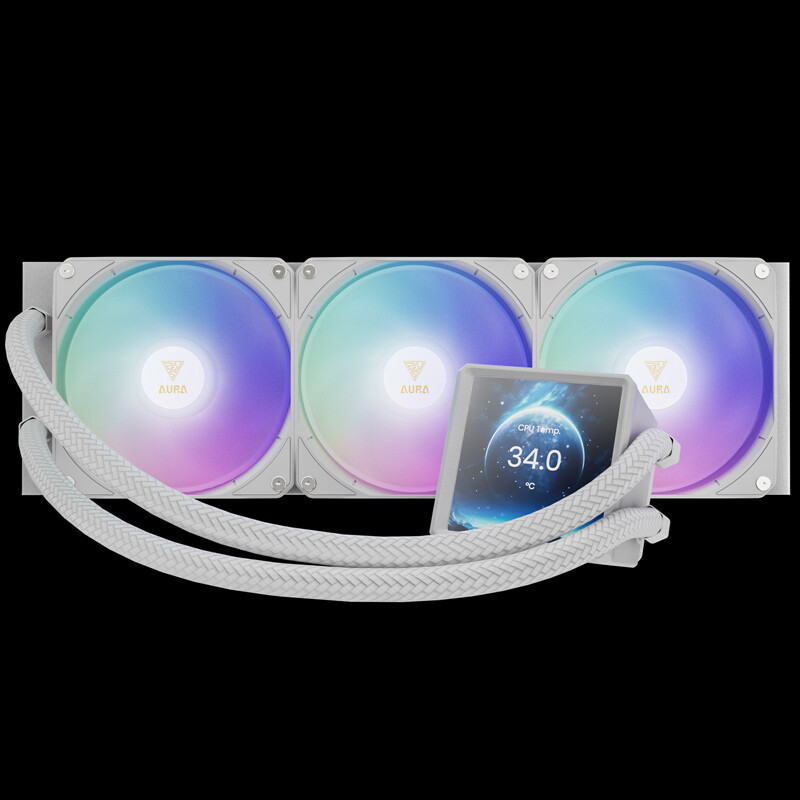 خنک کننده مایع پردازنده گیم دیاس Aura GL360 LCD ARGB WH