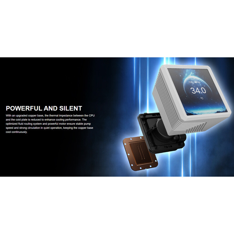 خنک کننده مایع پردازنده گیم دیاس Aura GL360 LCD ARGB WH