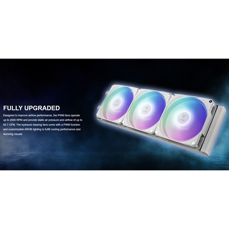 خنک کننده مایع پردازنده گیم دیاس Aura GL360 LCD ARGB WH
