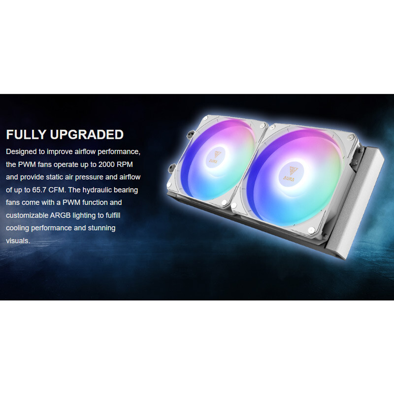 خنک کننده مایع پردازنده گیم دیاس Aura GL240 LCD ARGB WH