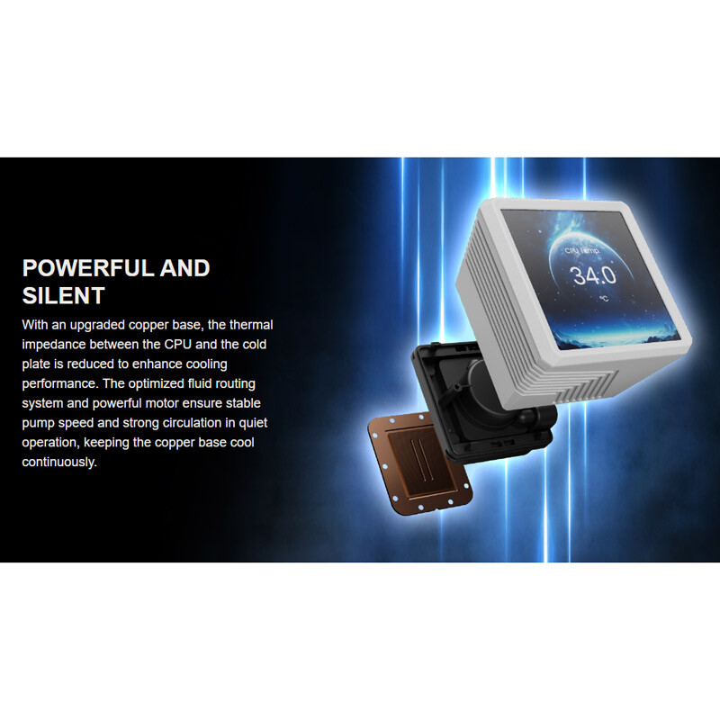 خنک کننده مایع پردازنده گیم دیاس Aura GL240 LCD ARGB WH