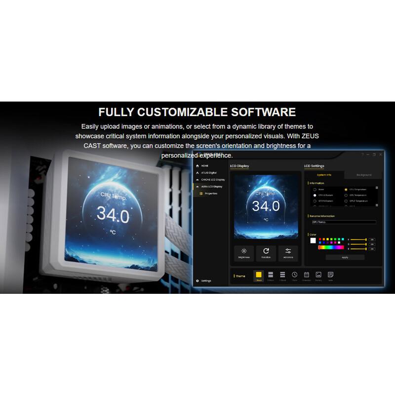 خنک کننده مایع پردازنده گیم دیاس Aura GL240 LCD ARGB WH