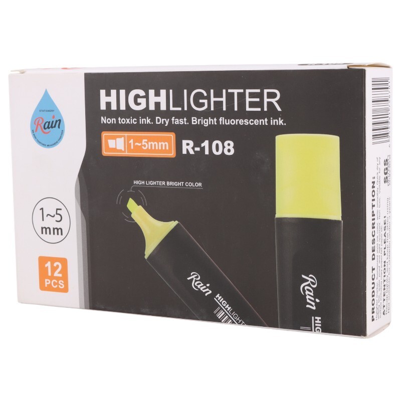 ماژیک هایلایت رین R-108 بسته 12 عددی