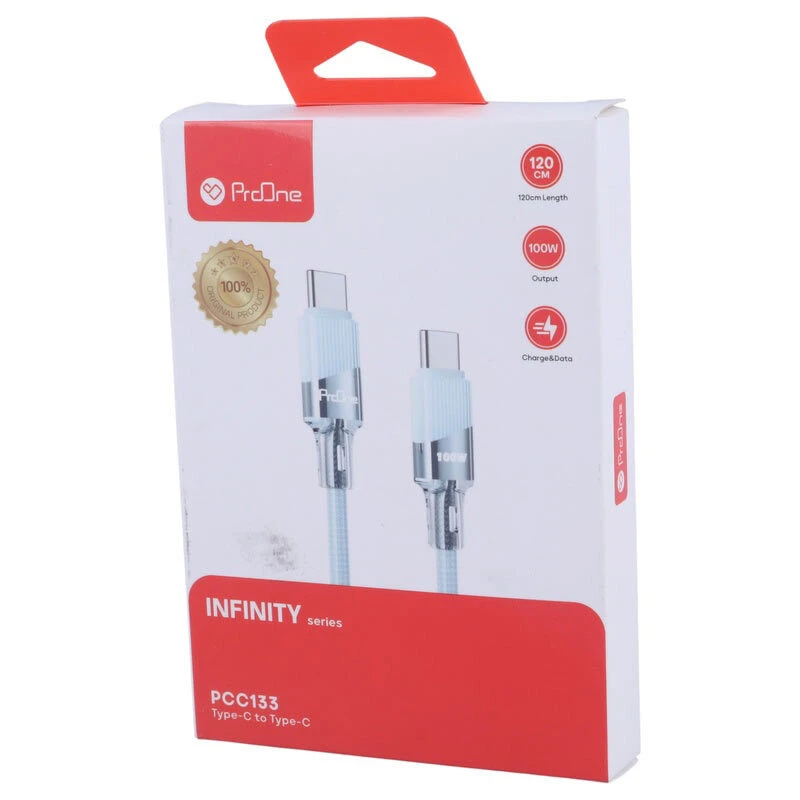 کابل دو سر تایپ سی فست شارژ 100 وات پرووان Infinity PCC133 طول 1.2 متر