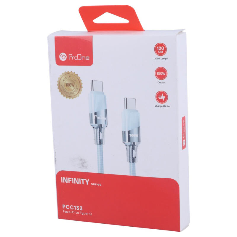 کابل دو سر تایپ سی فست شارژ 100 وات پرووان Infinity PCC133 طول 1.2 متر