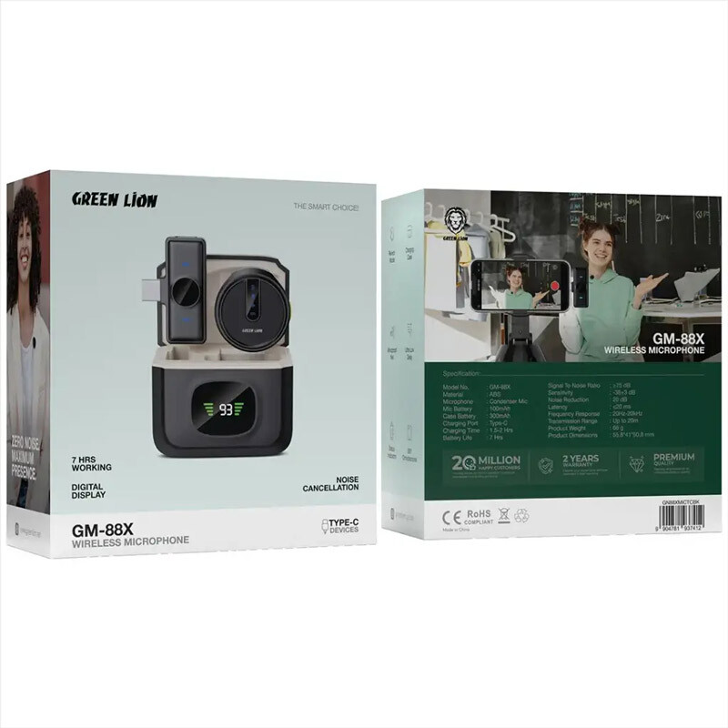 میکروفون یقه ای بی سیم Green Lion GM-88X Type-C