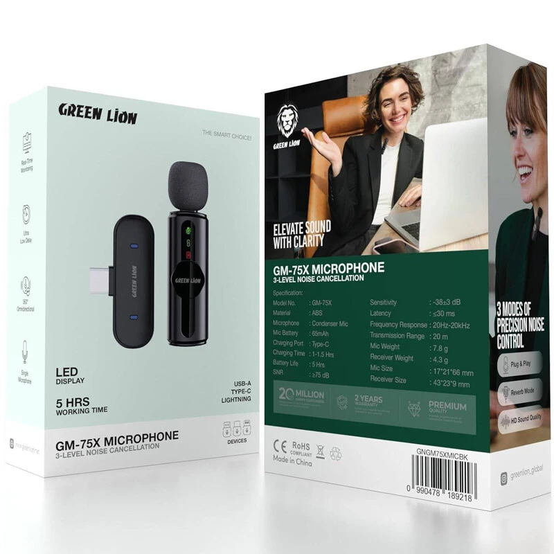 میکروفون یقه ای بی سیم Green Lion GM-75X