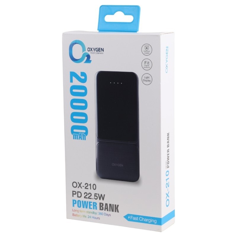 پاور بانک فست شارژ اکسیژن OX-210 PD 22.5W ظرفیت 20000 میلی آمپر ساعت