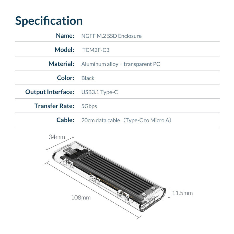 باکس هارد M.2 SSD اوریکو TCM2F-C3