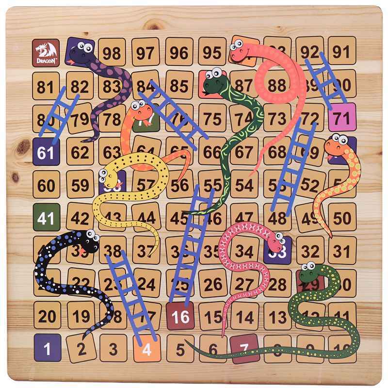 بازی فکری منچ و مارپله چوبی 6 نفره دراگون