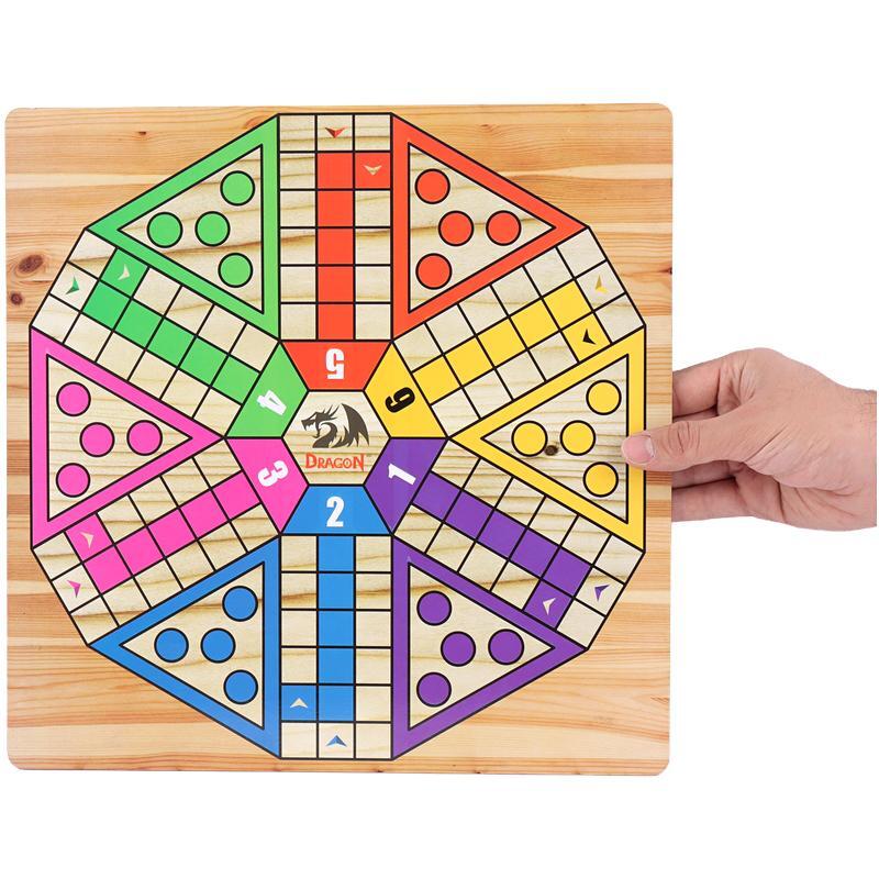 بازی فکری منچ و مارپله چوبی 6 نفره دراگون