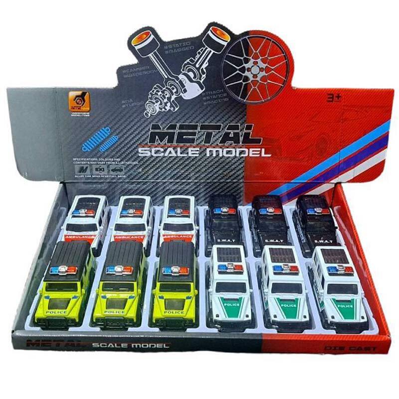 ماشین اسباب بازی فلزی پلیس و آمبولانس فری فریکشن کد 4332C بسته 12 عددی