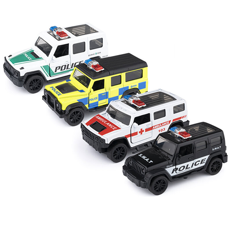 ماشین اسباب بازی فلزی پلیس و آمبولانس فری فریکشن کد 4332C بسته 12 عددی