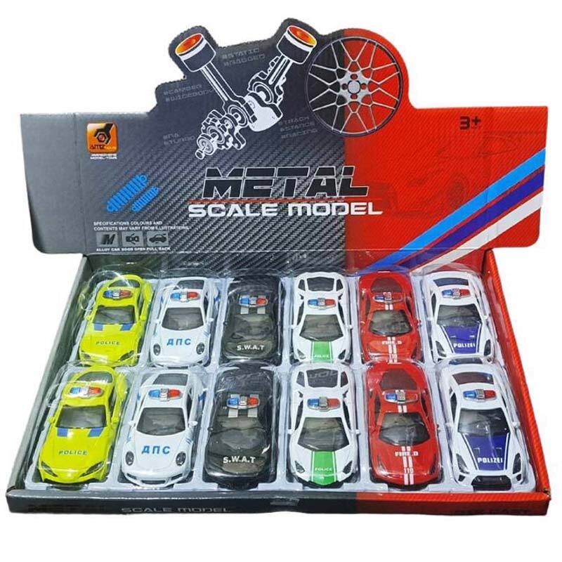 ماشین اسباب بازی فلزی پلیس اسپرت فری فریکشن کد 4313C بسته 12 عددی