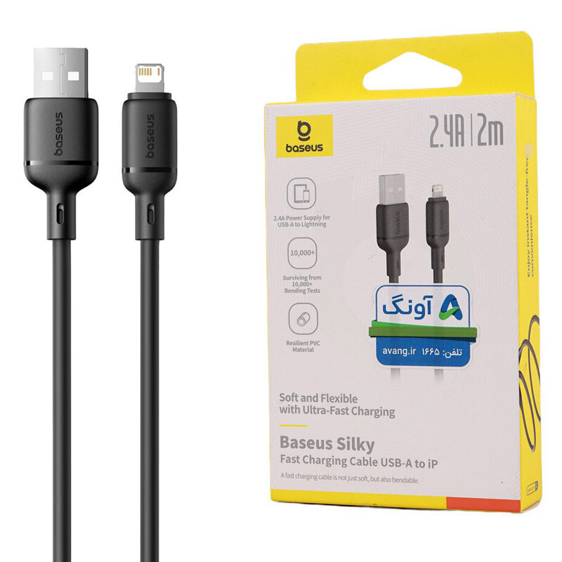 کابل لایتنینگ فست شارژ 2.4 آمپر باسئوس Silky P10377702 طول 2 متر