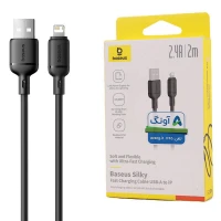 کابل لایتنینگ فست شارژ 2.4 آمپر باسئوس Silky P10377702 طول 2 متر
