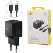 شارژر دیواری 20 وات باسئوس P10111608113 QC3.0 PD 3A + کابل تبدیل تایپ سی