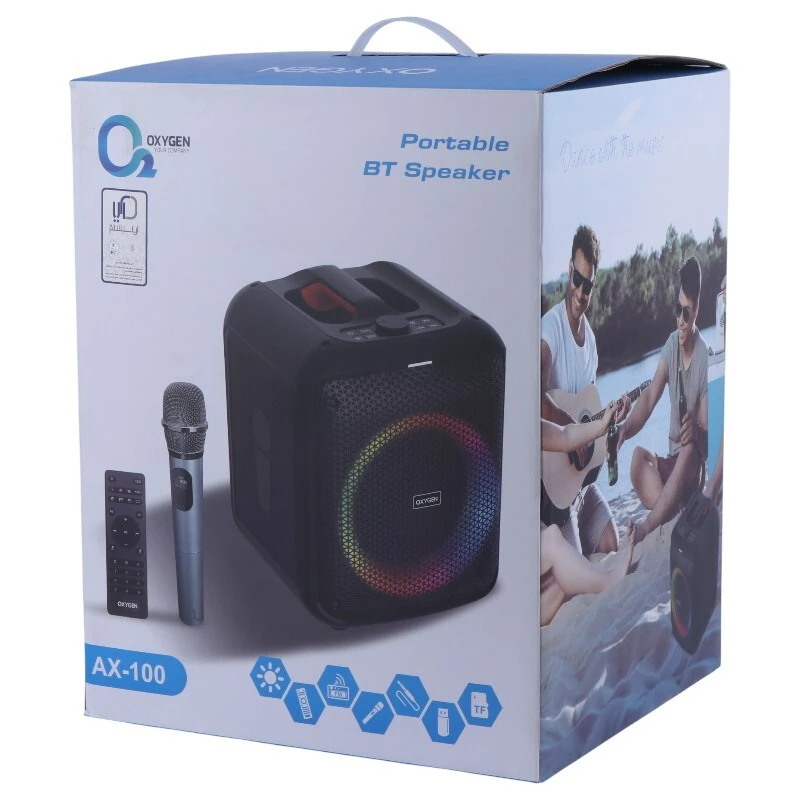 اسپیکر بلوتوثی اکسیژن AX-100 + میکروفون و ریموت کنترل