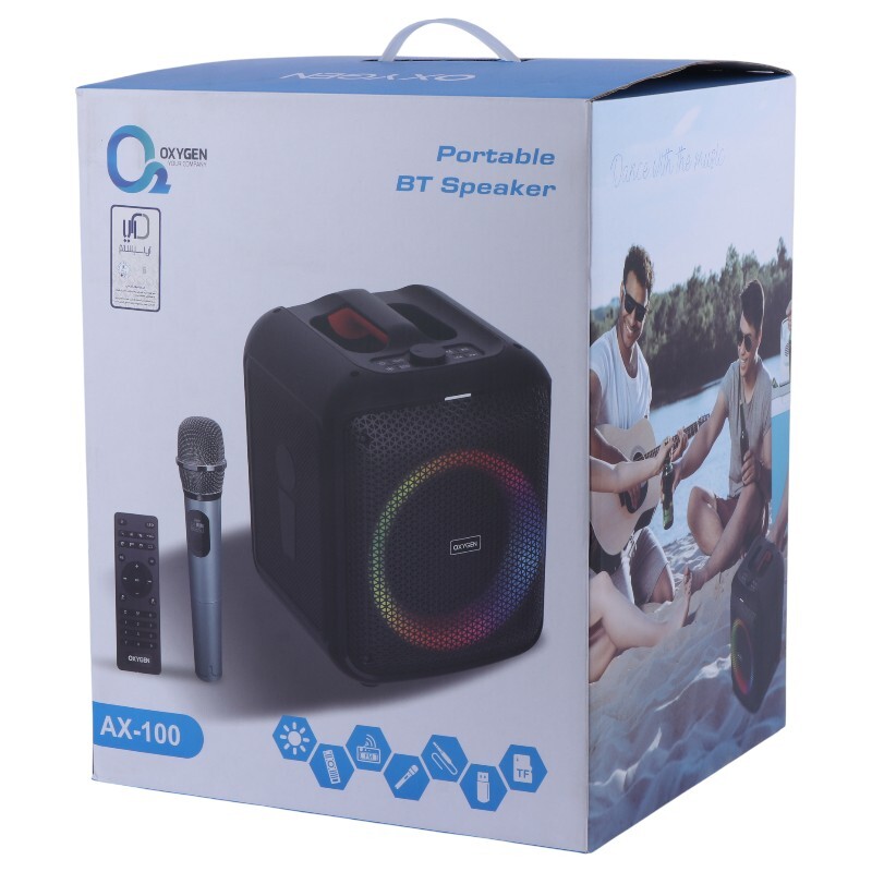 اسپیکر بلوتوثی اکسیژن AX-100 + میکروفون و ریموت کنترل