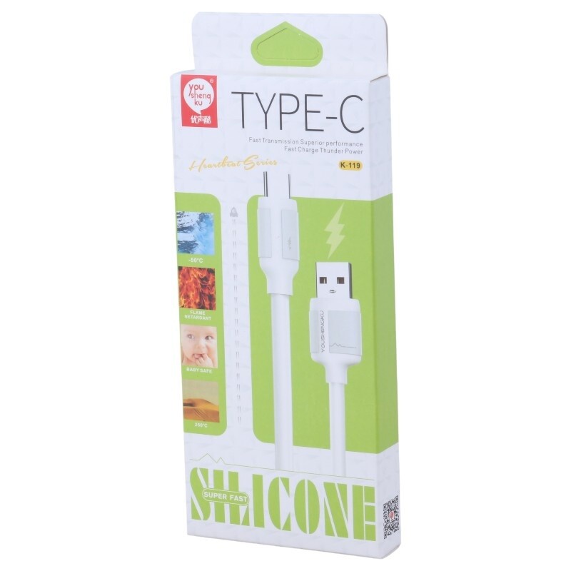 کابل تایپ سی فست شارژ 6 آمپر You Shenq Ku K-119 طول 1 متر