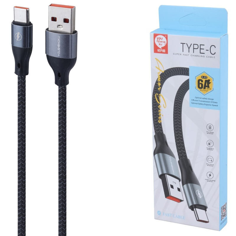 کابل تایپ سی فست شارژ 6 آمپر You Shenq Ku K-83 طول 1 متر