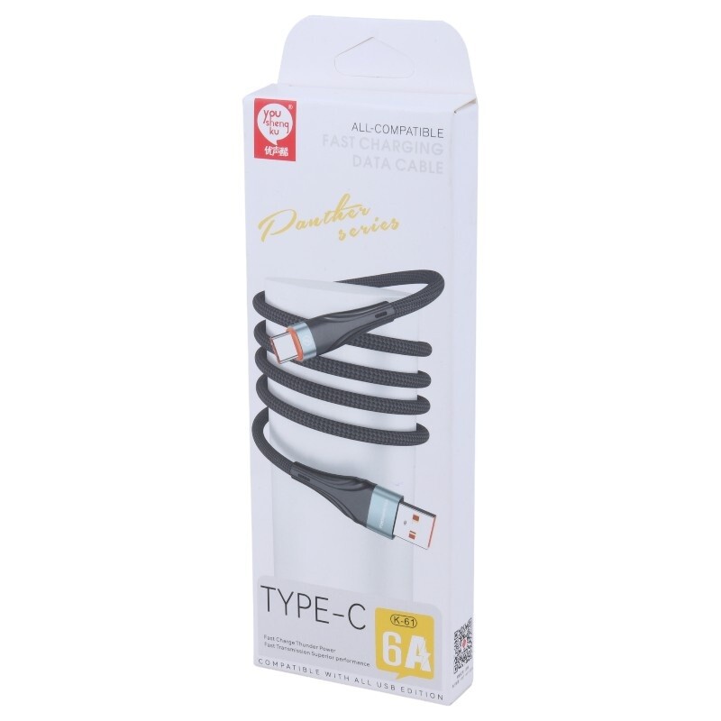 کابل تایپ سی فست شارژ 6 آمپر You Shenq Ku K-61 طول 1 متر