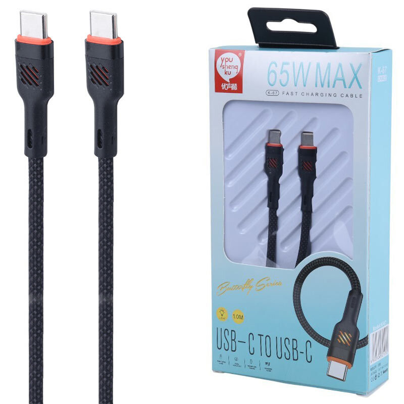 کابل دو سر تایپ سی فست شارژ 65 وات You Shenq Ku K-67 طول 1 متر