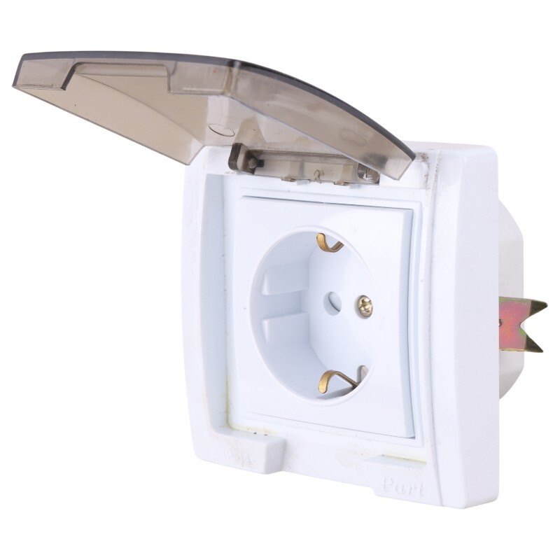 پریز محافظ دار توکار بارانی ارت دار پارت الکتریک PE7240