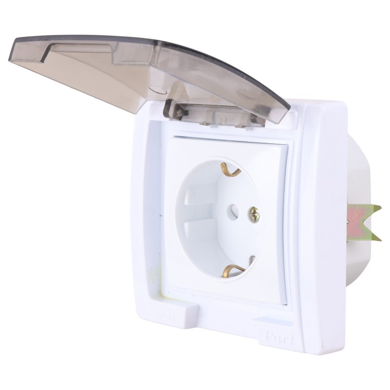 پریز محافظ دار توکار بارانی ارت دار پارت الکتریک PE7260