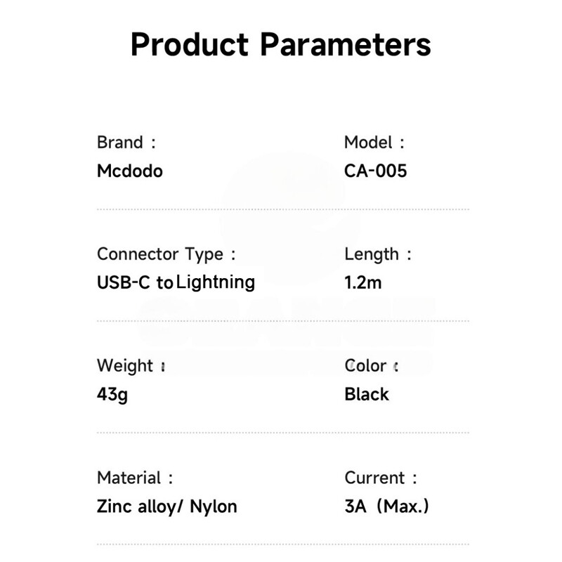 کابل تایپ سی به لایتنینگ فست شارژ 36 وات مک دودو CA-005 طول 1.2 متر