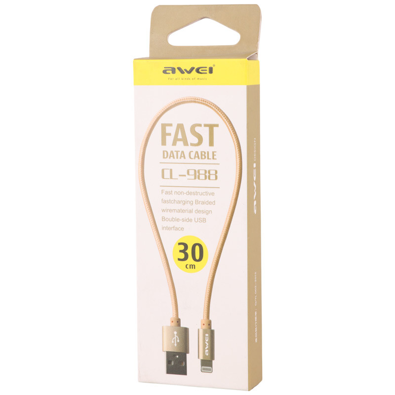 کابل کوتاه آیفونی فست شارژ Awei CL-988 30cm