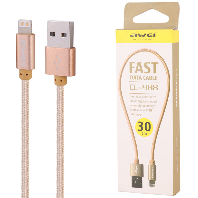 کابل کوتاه آیفونی فست شارژ Awei CL-988 30cm
