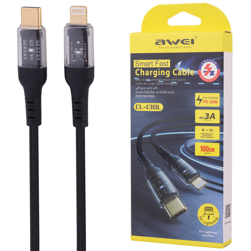 کابل تایپ سی به لایتنینگ فست شارژ 20 وات اوی CL-138L طول 1 متر