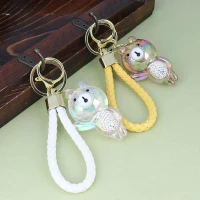 جاکلیدی هولوگرامی نگین دار طرح خرس + بند آویز