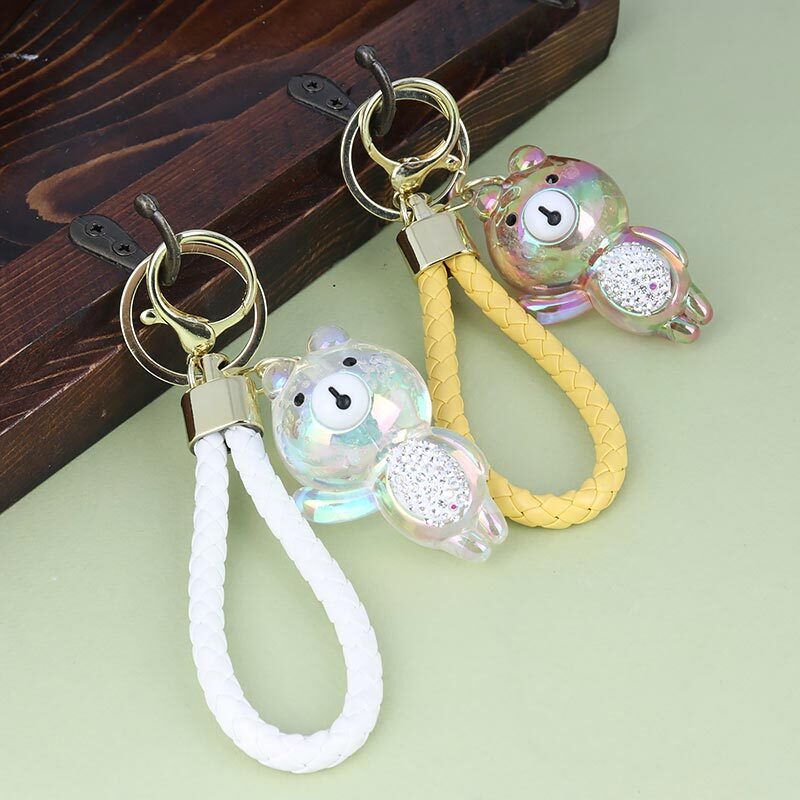 جاکلیدی هولوگرامی نگین دار طرح خرس + بند آویز