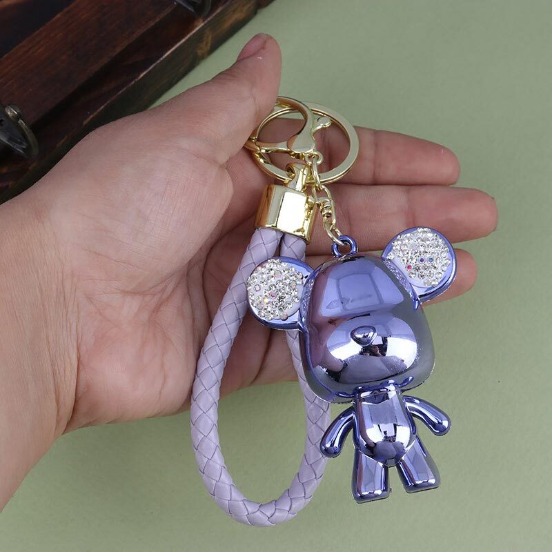 جاکلیدی هولوگرامی نگین دار طرح خرس + بند آویز کد 2