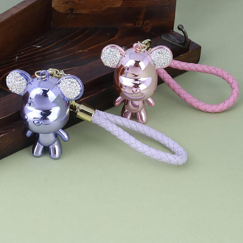 جاکلیدی هولوگرامی نگین دار طرح خرس + بند آویز کد 2