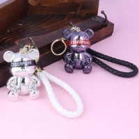 جاکلیدی هولوگرامی نگین دار طرح خرس + بند آویز کد 3