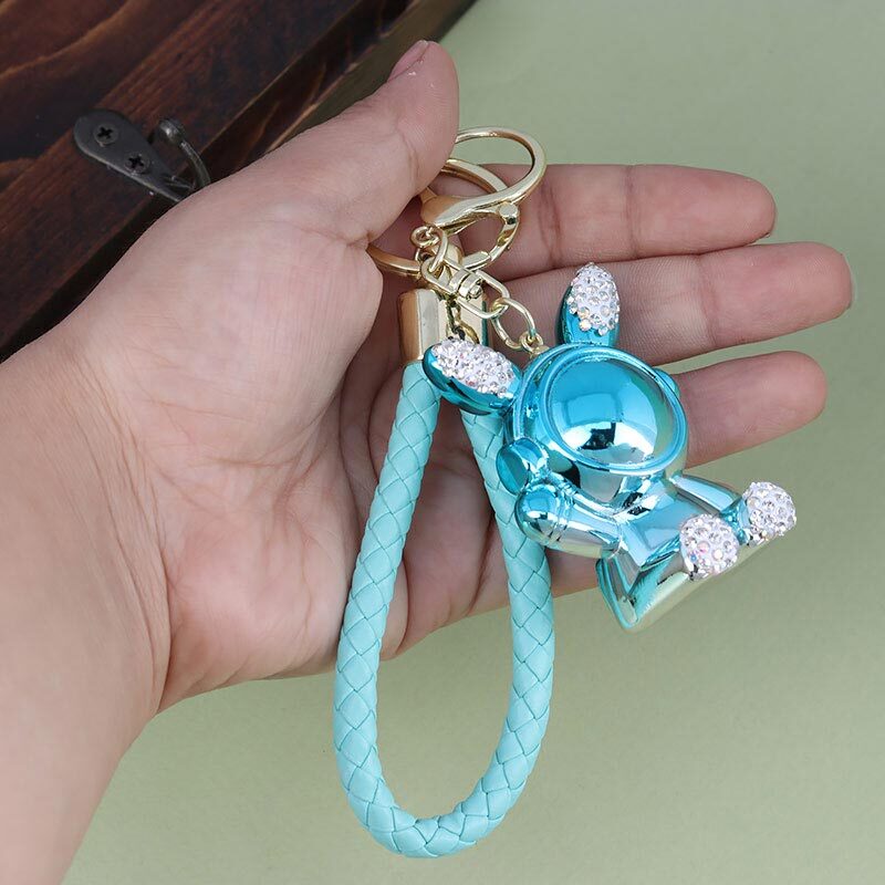 جاکلیدی هولوگرامی نگین دار طرح فضانورد + بند آویز