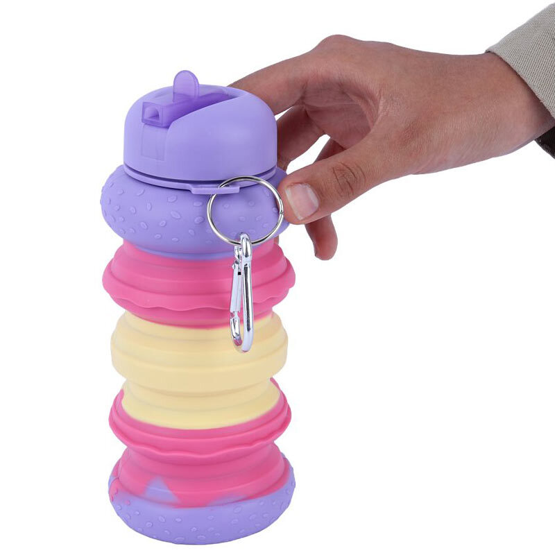 قمقمه 600 سی سی سیلیکونی طرح همبرگر پاستلی KU02