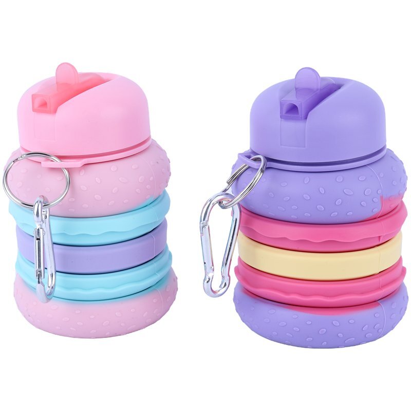 قمقمه 600 سی سی سیلیکونی طرح همبرگر پاستلی KU02