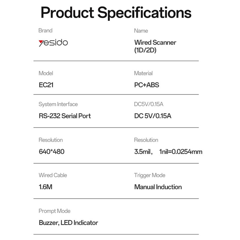 دستگاه بارکدخوان YESIDO EC21