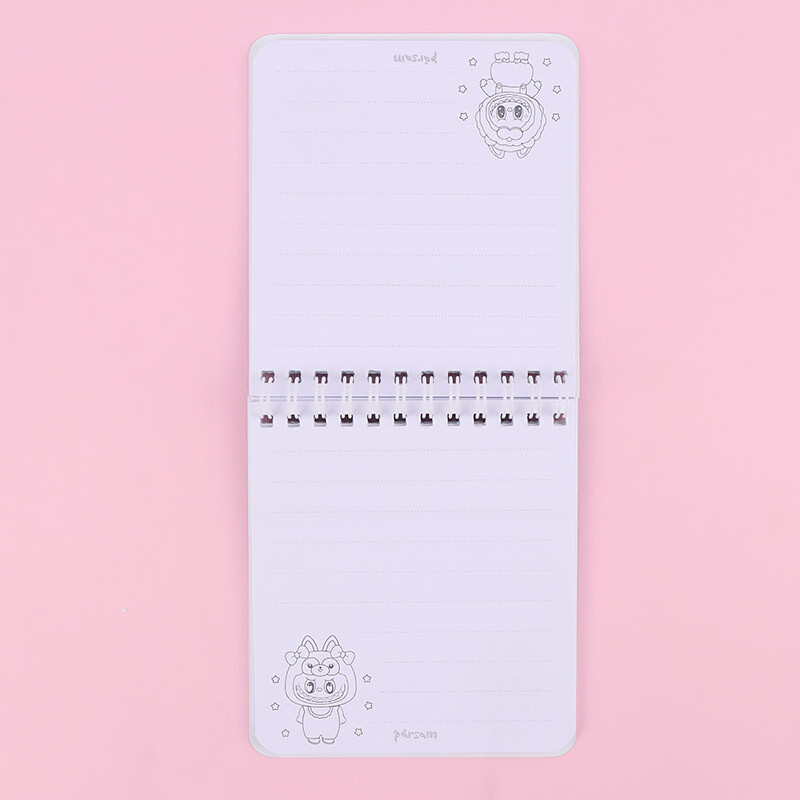 دفترچه یادداشت 42 برگ حاشیه دار پارسام طرح لبوبو و کرومی بالا بازشو