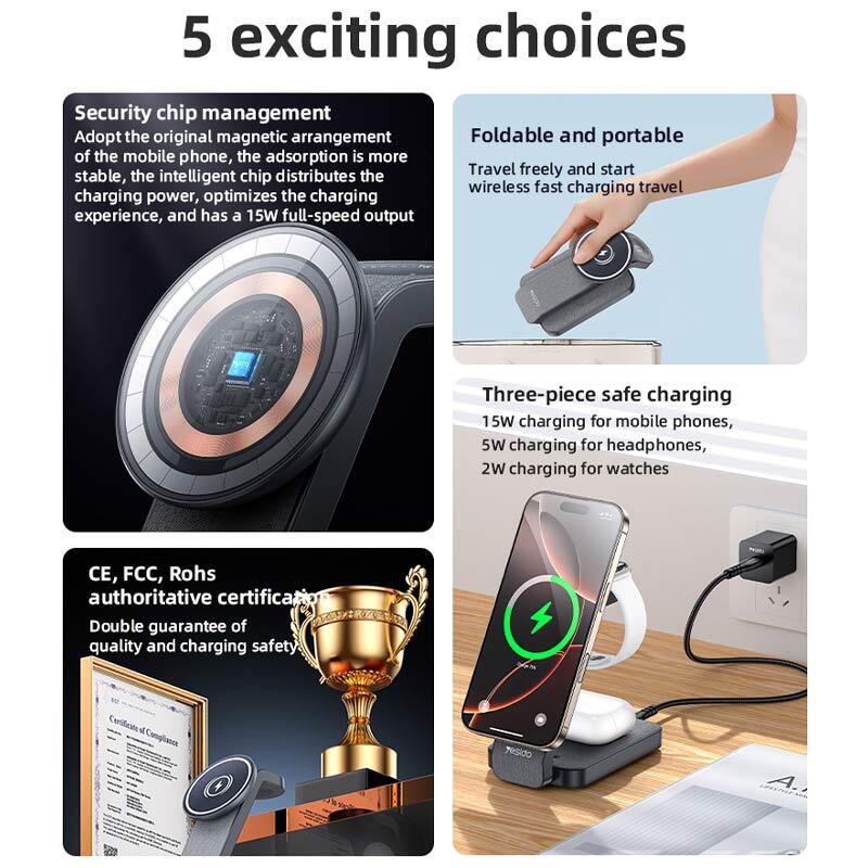 شارژر بی سیم فست شارژ و استند رومیزی Yesido DS26 15W