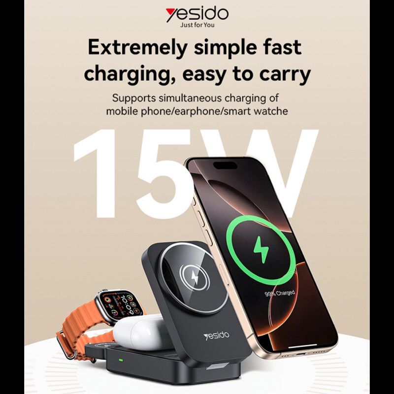 هولدر و شارژر وایرلس 15 وات یسیدو DS27