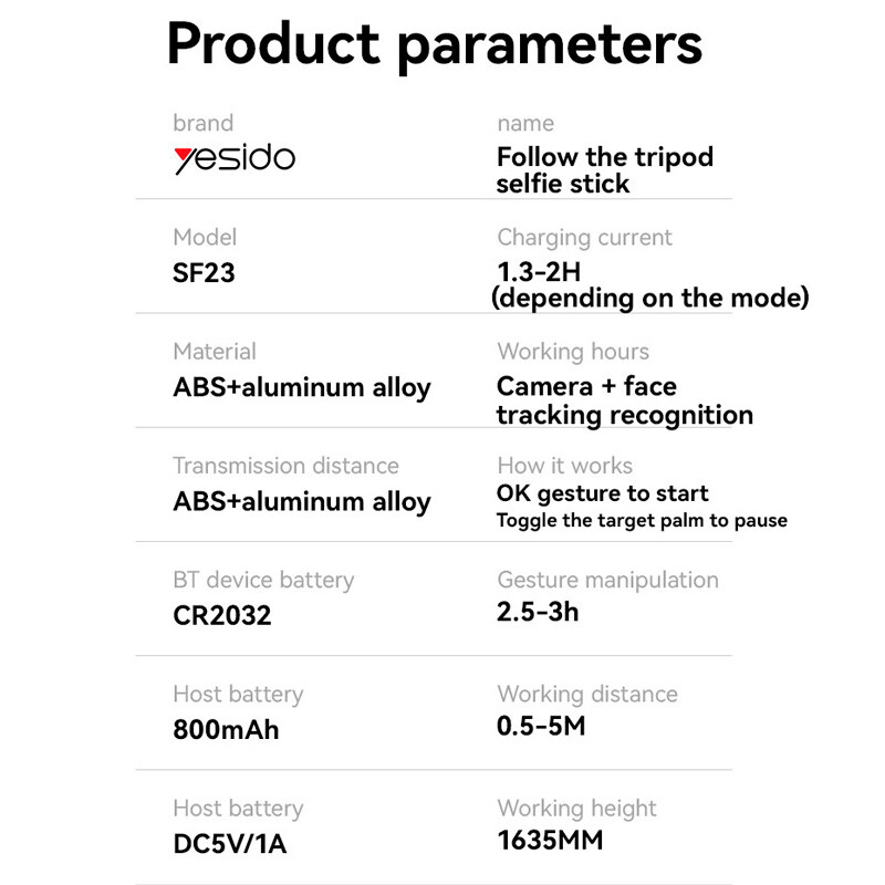 سه پایه و مونوپاد بلوتوثی Yesido SF23