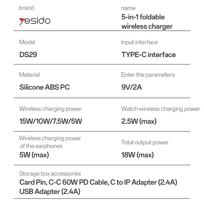 شارژر بی سیم اپل واچ و کیت کابل چند منظوره یسیدو DS29